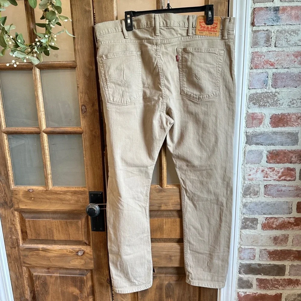 Levi's 510 Skinny Jeans‎ Mens 38x30 (29) Khaki Tan Stretch Denim Tapered Leg